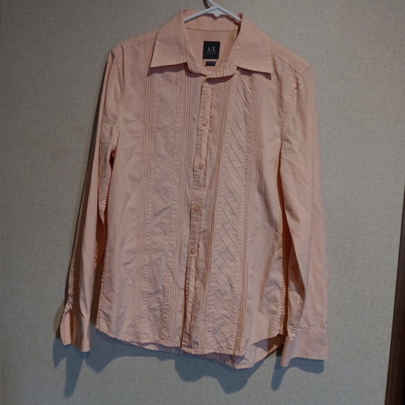 Armani Exchange Mens Cotton Long Sleeve Button Down Peach Dress Shirt Size S - Picture 1 of 4